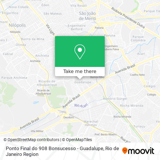 Ponto Final do 908 Bonsucesso - Guadalupe map