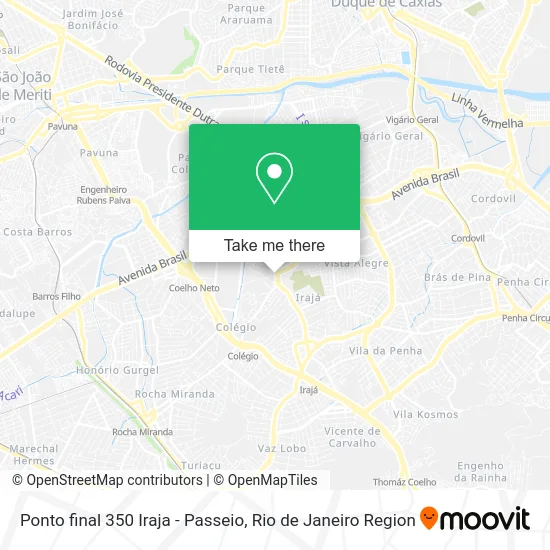Ponto final 350 Iraja - Passeio map
