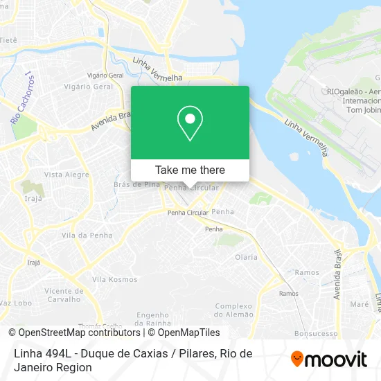 Linha 494L - Duque de Caxias / Pilares map