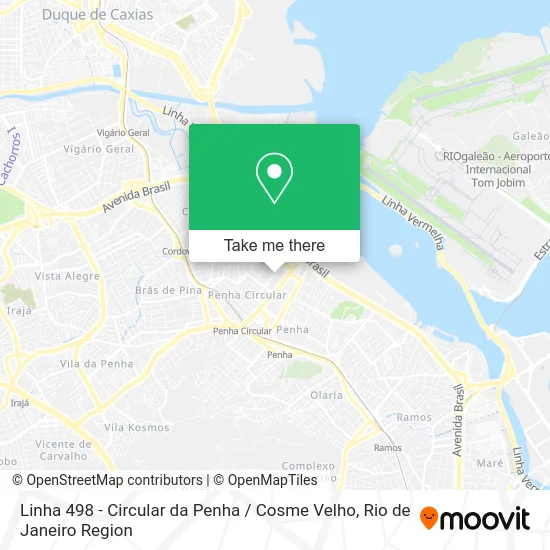 Linha 498 - Circular da Penha / Cosme Velho map