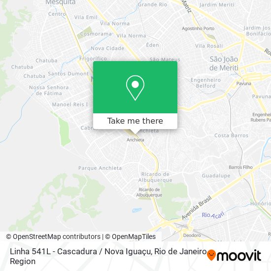 Mapa Linha 541L - Cascadura / Nova Iguaçu