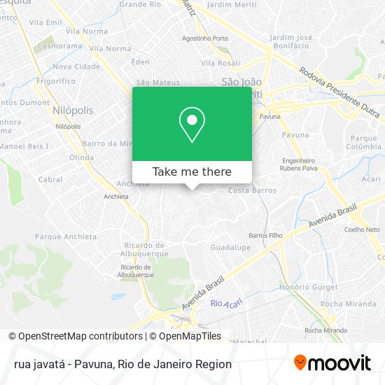Mapa rua javatá -  Pavuna