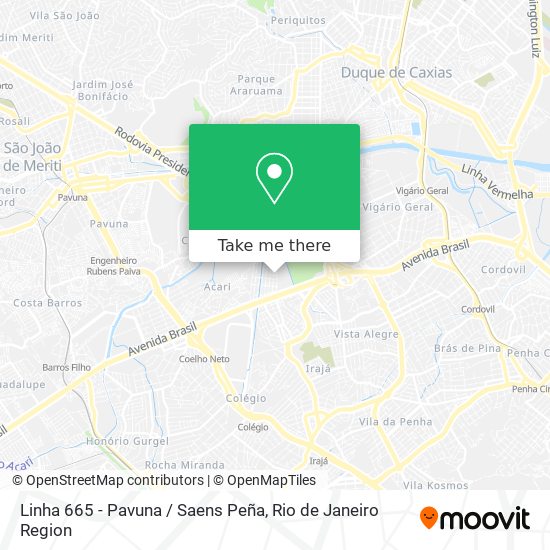 Linha 665 - Pavuna / Saens Peña map