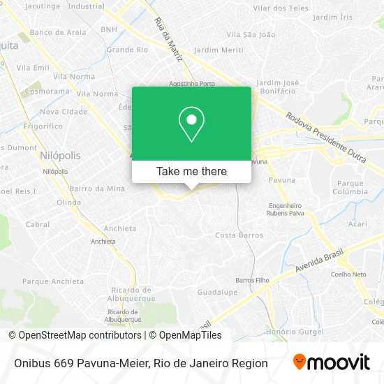 Onibus 669 Pavuna-Meier map