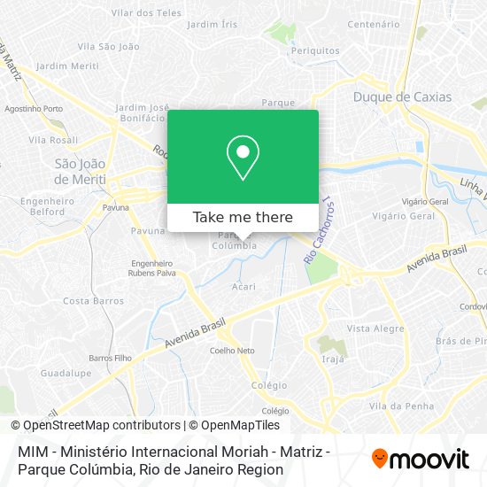 MIM - Ministério Internacional Moriah - Matriz - Parque Colúmbia map