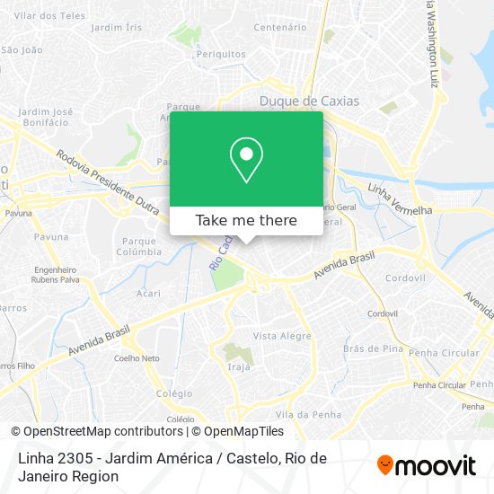 Linha 2305 - Jardim América / Castelo map