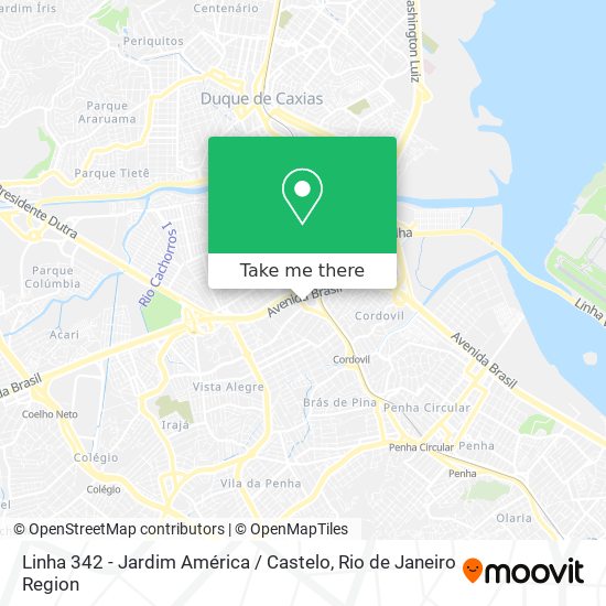 Linha 342 - Jardim América / Castelo map