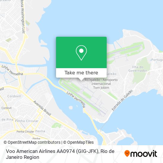 Voo American Airlines AA0974 (GIG-JFK) map