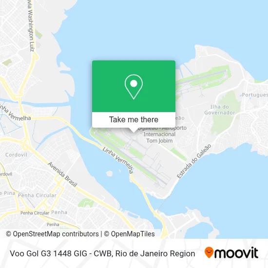 Voo Gol G3 1448 GIG - CWB map
