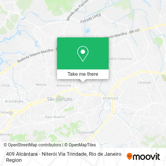 409 Alcântara - Niterói Via Trindade map