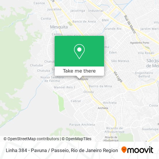 Mapa Linha 384 - Pavuna / Passeio