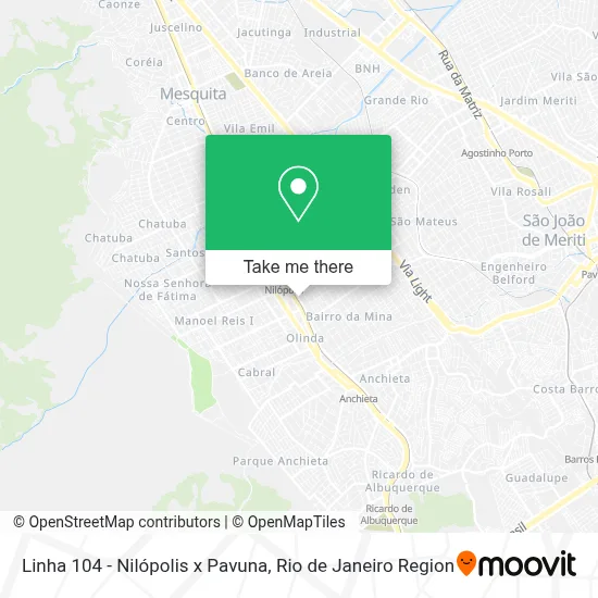 Linha 104 - Nilópolis x Pavuna map