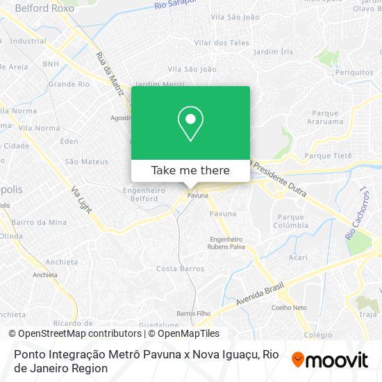 Ponto Integração Metrô Pavuna x Nova Iguaçu map