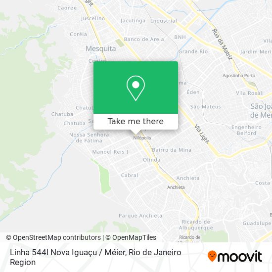 Linha 544l Nova Iguaçu / Méier map