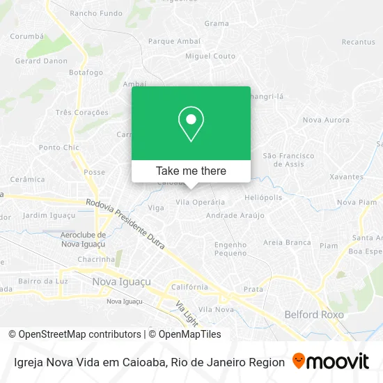 Igreja Nova Vida em Caioaba map