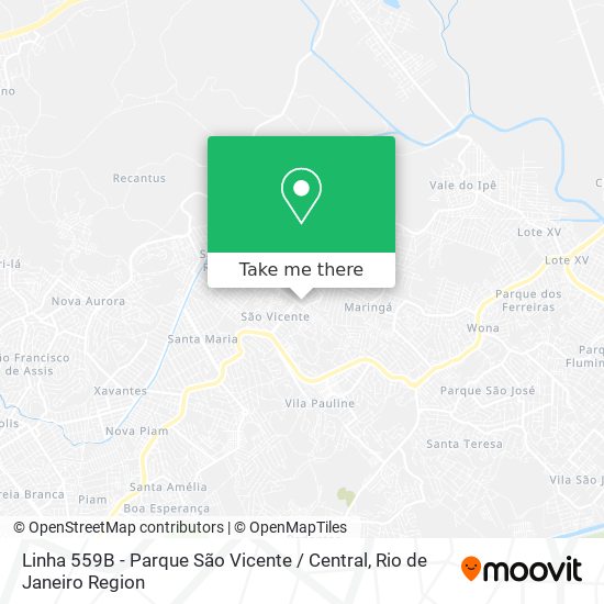 Mapa Linha 559B - Parque São Vicente / Central