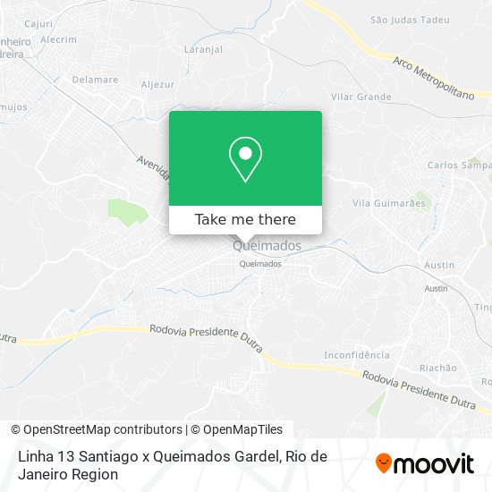 Linha 13 Santiago x Queimados Gardel map