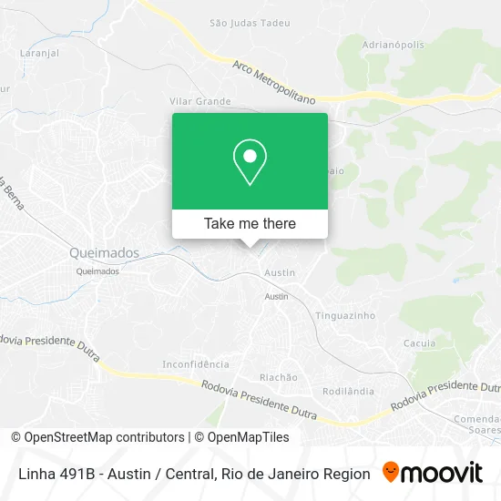 Linha 491B - Austin / Central map