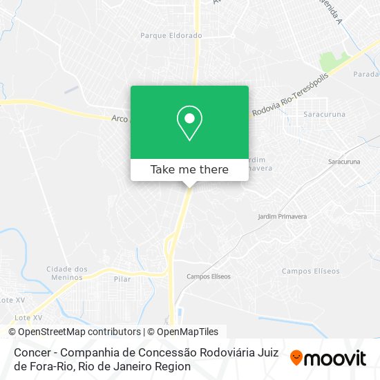 Mapa Concer - Companhia  de Concessão Rodoviária Juiz de Fora-Rio
