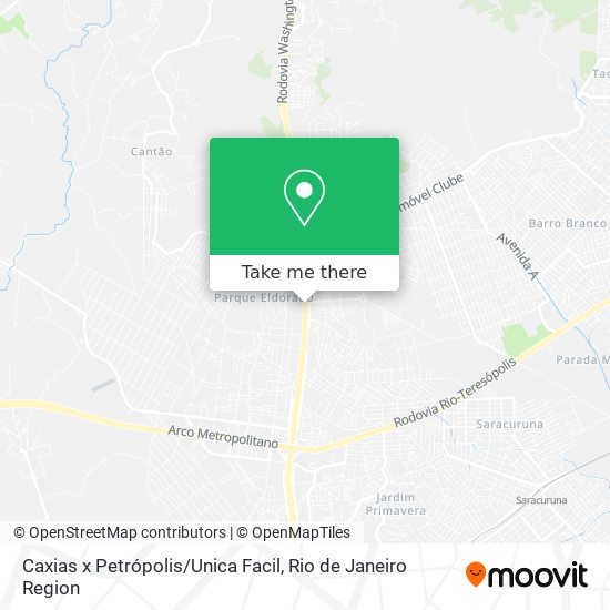 Mapa Caxias x Petrópolis / Unica Facil