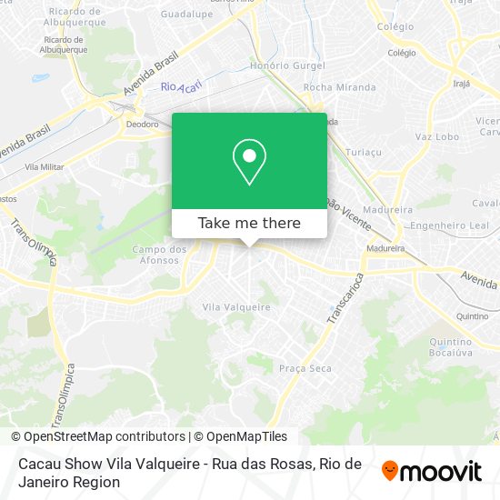 Mapa Cacau Show Vila Valqueire - Rua das Rosas