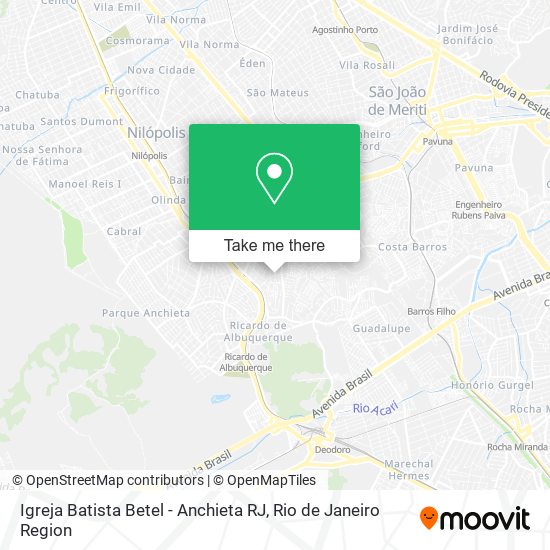 Mapa Igreja Batista Betel - Anchieta RJ