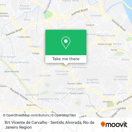 Brt Vicente de Carvalho - Sentido Alvorada map