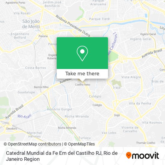 Catedral Mundial da Fe Em del Castilho RJ map