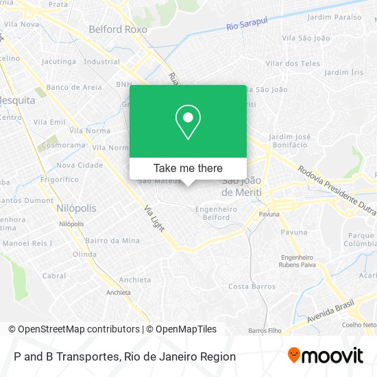 P and B Transportes map