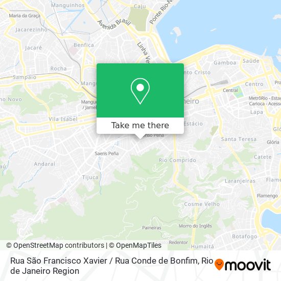 Mapa Rua São Francisco Xavier / Rua Conde de Bonfim