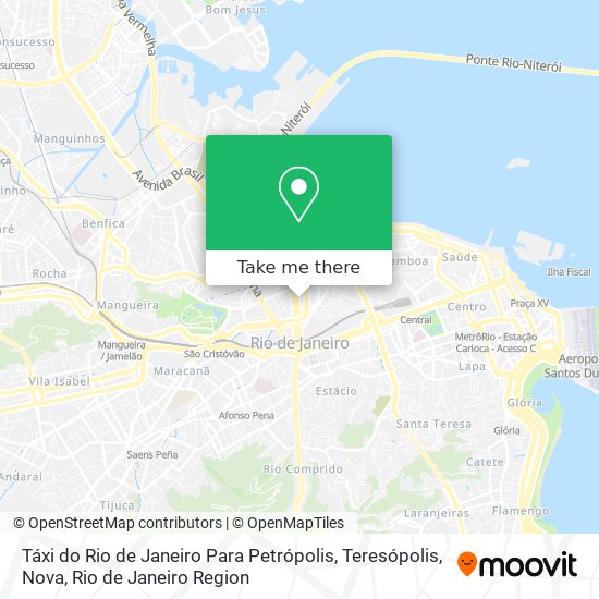 Mapa Táxi do Rio de Janeiro Para Petrópolis, Teresópolis, Nova