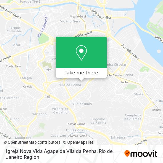 Mapa Igreja Nova Vida Ágape da Vila da Penha