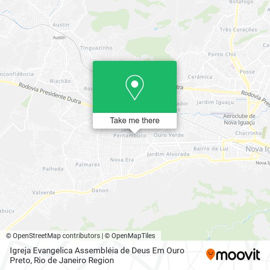 Mapa Igreja Evangelica Assembléia de Deus Em Ouro Preto