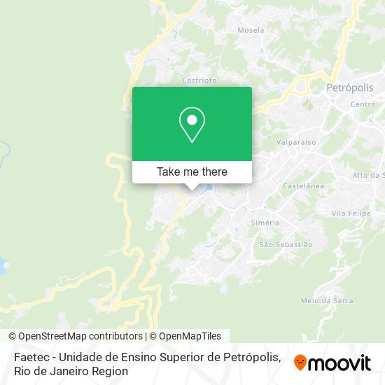 Mapa Faetec - Unidade de Ensino Superior de Petrópolis