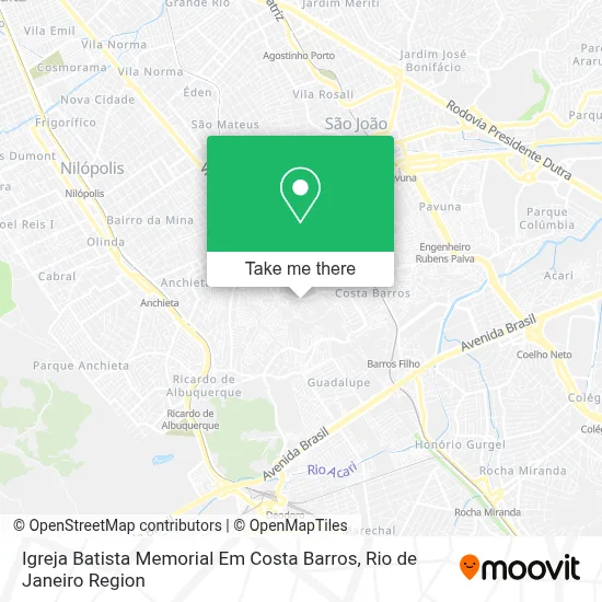 Igreja Batista Memorial Em Costa Barros map