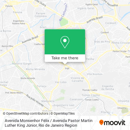 Mapa Avenida Monsenhor Félix / Avenida Pastor Martin Luther King Júnior