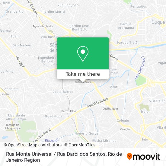 Mapa Rua Monte Universal / Rua Darci dos Santos
