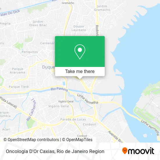 Oncologia D'Or Caxias map
