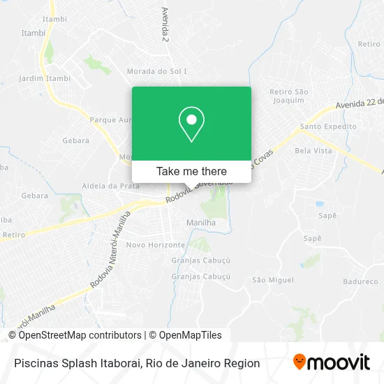 Piscinas Splash Itaborai map