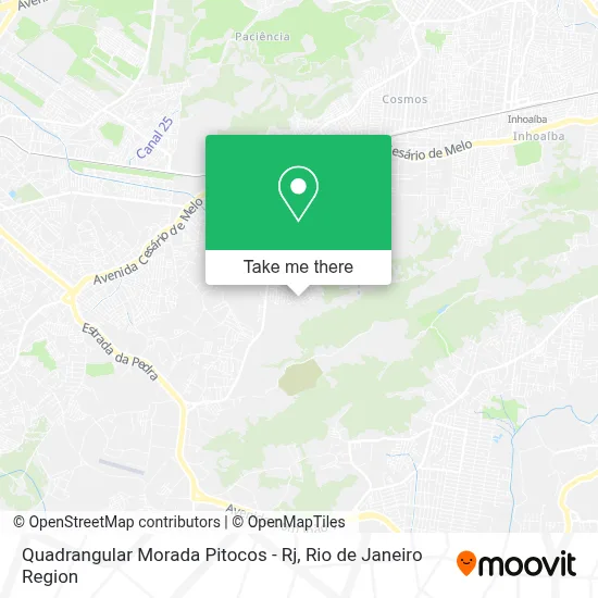 Quadrangular Morada Pitocos - Rj map