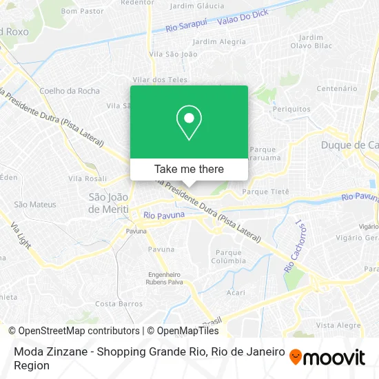 Moda Zinzane - Shopping Grande Rio map