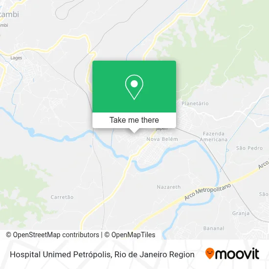 Hospital Unimed Petrópolis map
