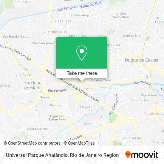 Universal Parque Analândia map