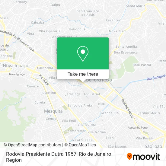 Rodovia Presidente Dutra 1957 map