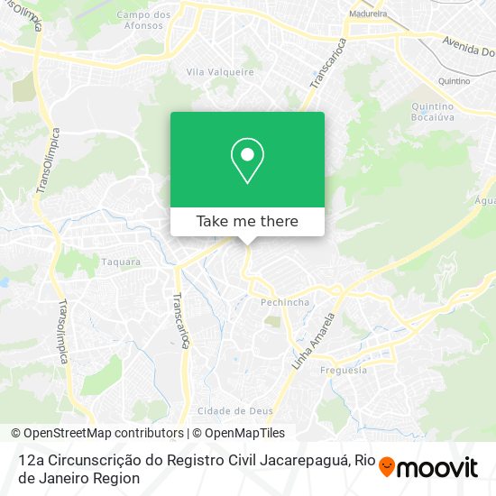 12a Circunscrição do Registro Civil Jacarepaguá map