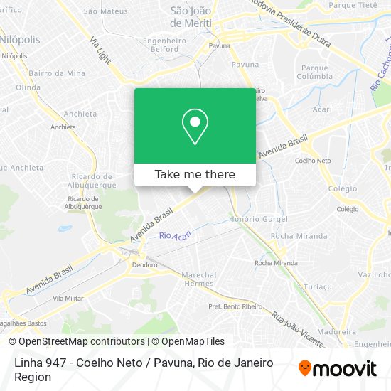 Linha 947 - Coelho Neto / Pavuna map