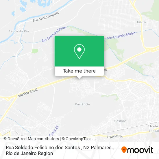 Rua Soldado Felisbino dos Santos , N2 Palmares. map