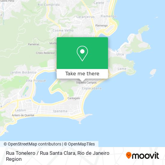 Mapa Rua Tonelero / Rua Santa Clara