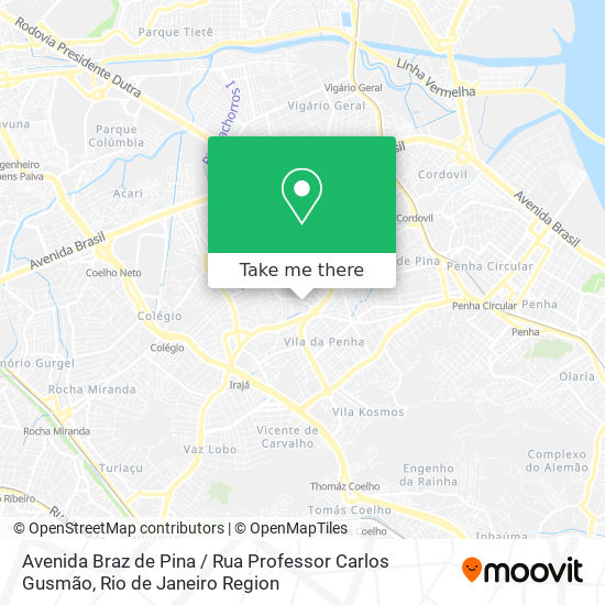 Mapa Avenida Braz de Pina / Rua Professor Carlos Gusmão