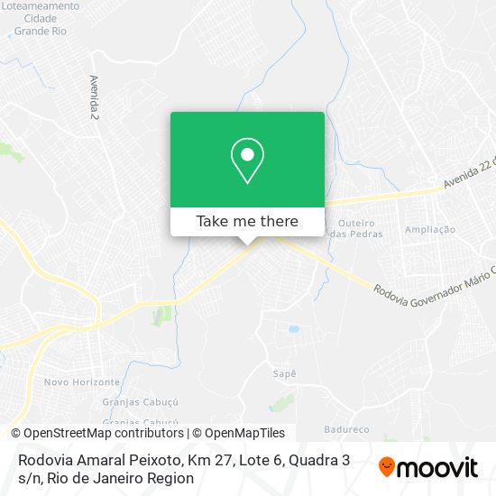 Mapa Rodovia Amaral Peixoto, Km 27, Lote 6, Quadra 3 s / n